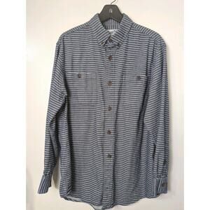 Duluth Button Down Shirt Mens Size M Blue White Striped Flannel Relaxed Fit